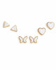 Triangle, Butterfly & Heart White Stud Earrings Combo Set of Three