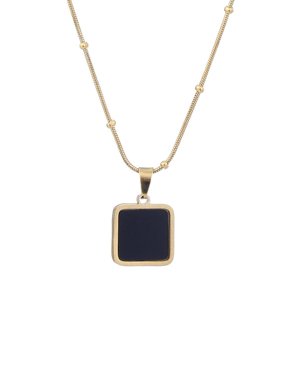 Black Square Pendant Necklace