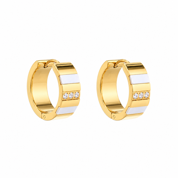 Two Tone Zircon Hoop Earrings