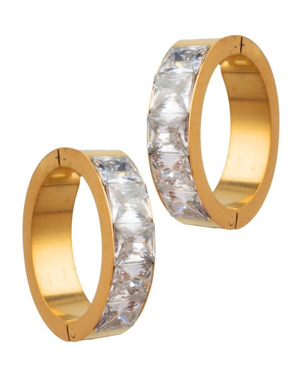 Premium Cubic Zirconia Gold Hoop Earrings