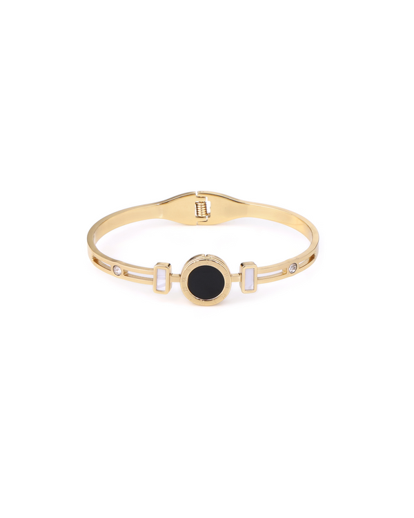 Black Enamel & Mother-of-Pearl Accents Bracelet