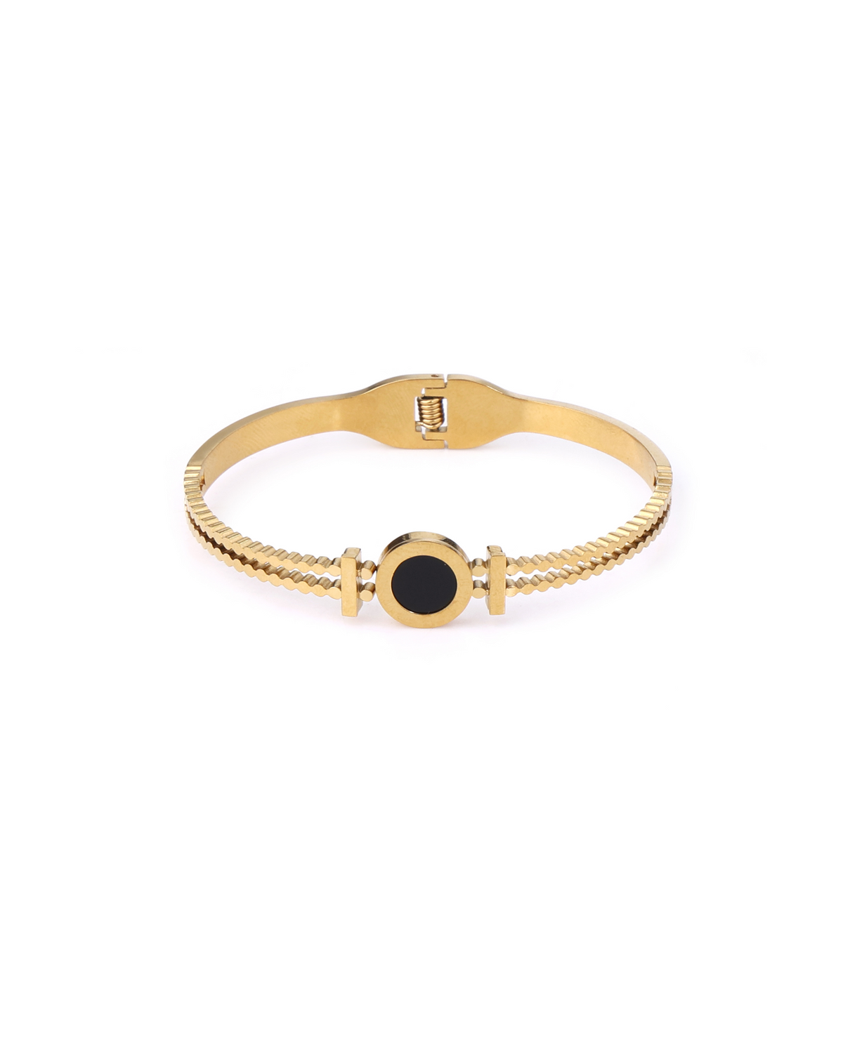 Black Enamel Textured Band Bracelet