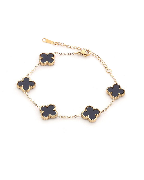 Black Enamel Clover Bracelet