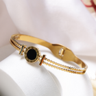 Black Enamel Textured Band Bracelet