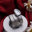 Silver Tone Finish Wrap Style Watch Bracelet