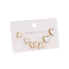 Triangle, Butterfly & Heart White Stud Earrings Combo Set of Three