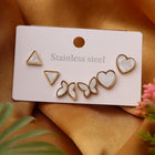 Triangle, Butterfly & Heart White Stud Earrings Combo Set of Three