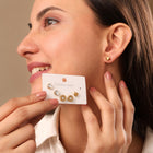Silver Heart, Crystal & Gold Matte Heart Stud Earrings Combo Set of Three