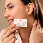 Crystal Square, White Heart & Butterfly Outline Studs Earrings Combo Set of Three