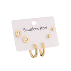 Crystal Round, Gold Mini Hoop & Gold Ball Studs Studs Earrings Combo Set of Three