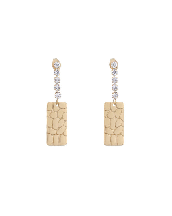 Zircon Rectangular Drop Earrings