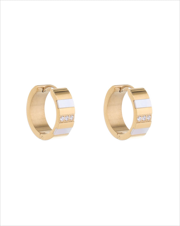 Two Tone Zircon Hoop Earrings