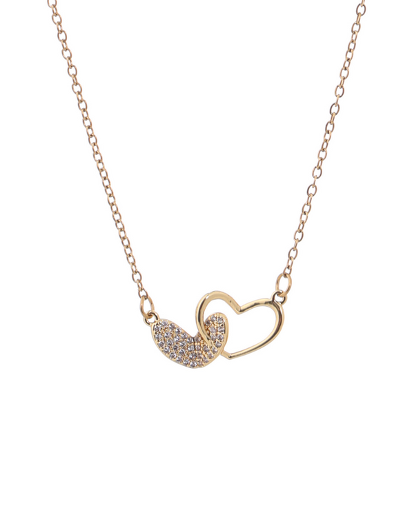 Double Heart Pendant Necklace