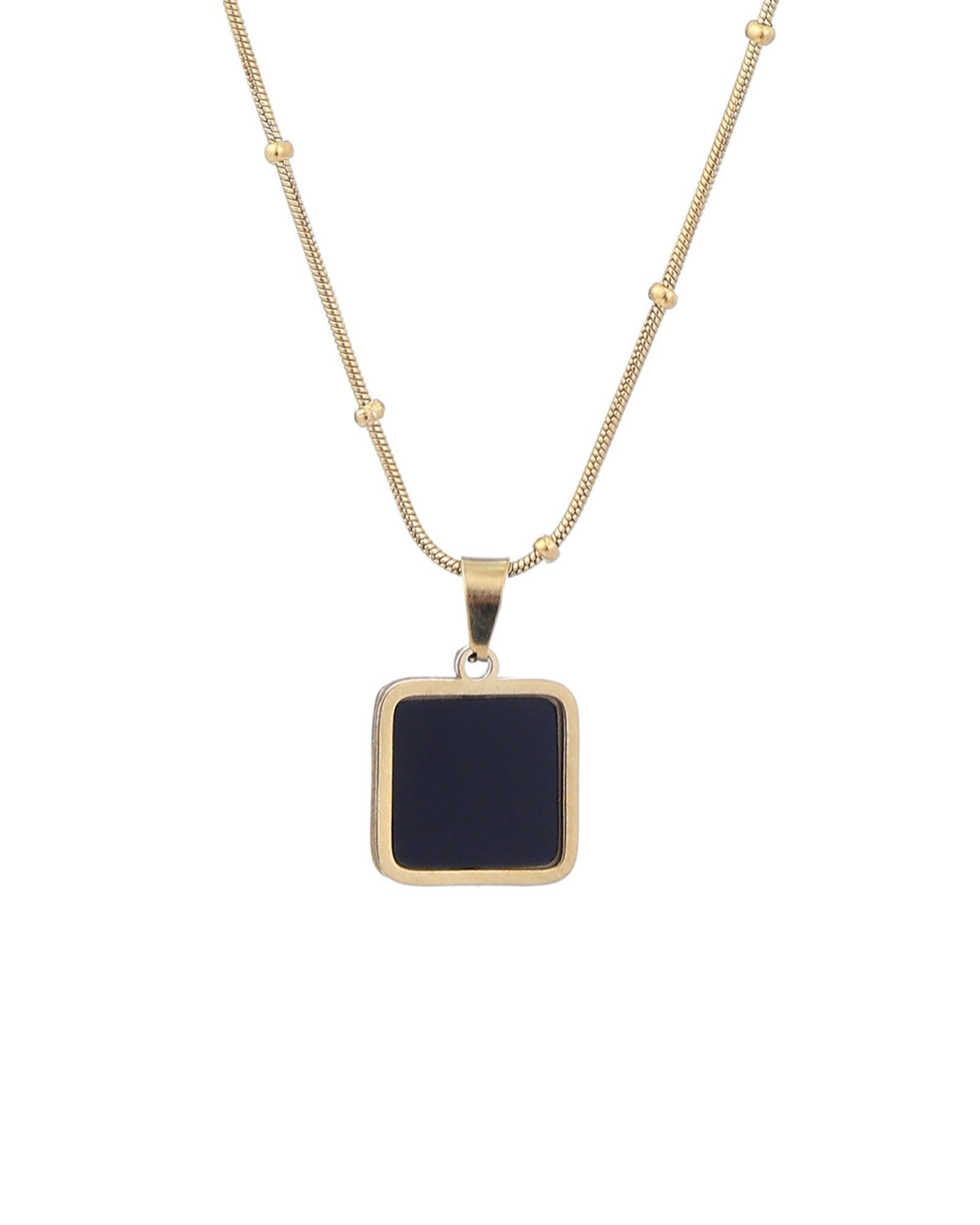 Black Square Pendant Necklace