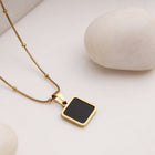 Black Square Pendant Necklace