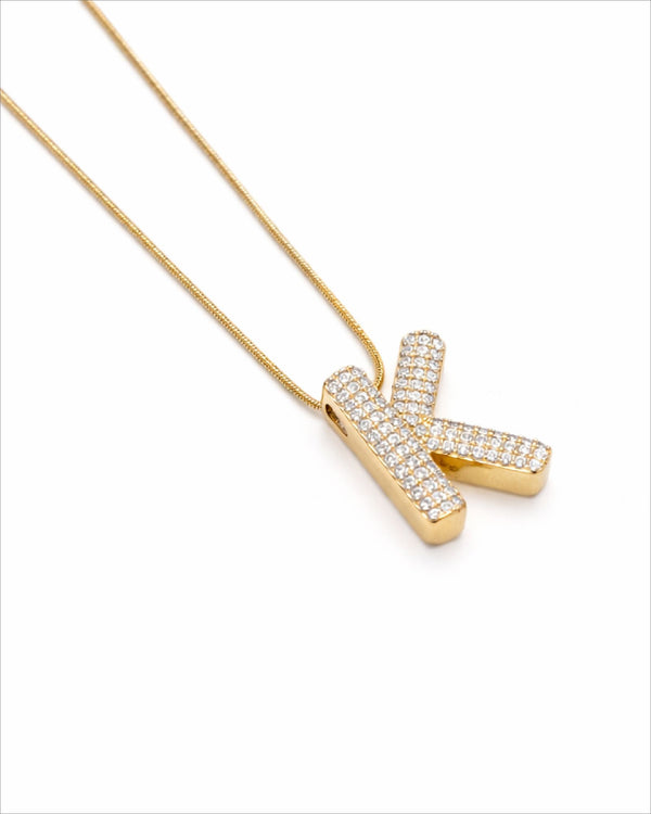 Letter K Zircon Necklace
