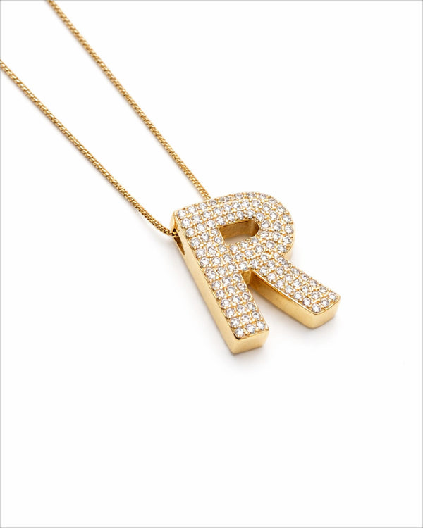Letter R Zircon Necklace
