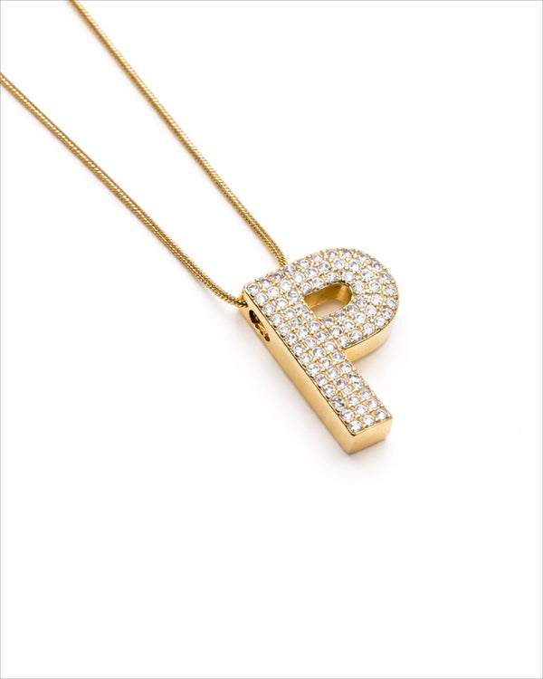 Letter P Zircon Necklace