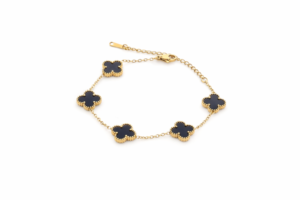 Black Enamel Clover Bracelet