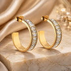 Premium Crystal Row Curved Hoop Earrings