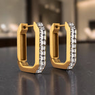 Premium Geometric Cubic Zirconia Hoop Earrings
