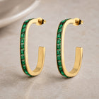 Premium Emerald Green Cubic Zirconia Curved Hoop Earrings
