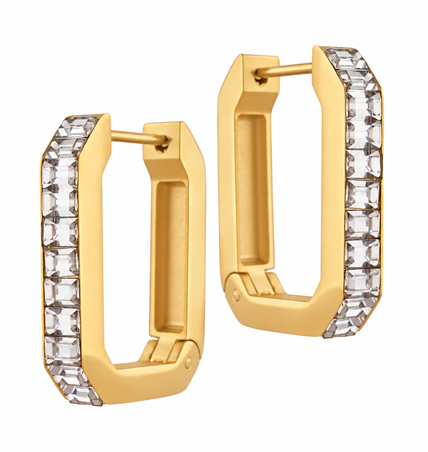 Premium Geometric Cubic Zirconia Hoop Earrings