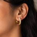 Premium Crystal Row Curved Hoop Earrings