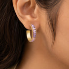Premium Pink Cubic Zirconia Curved Hoop Earrings