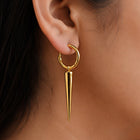 Premium Gold Spike Drop Hoop Earrings