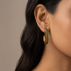 Premium Emerald Green Cubic Zirconia Curved Hoop Earrings