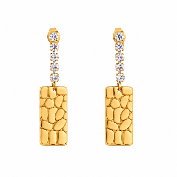 Zircon Rectangular Drop Earrings