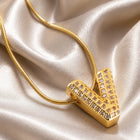 Small Initial V Necklace for Women