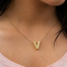 Small Initial V Necklace for Women