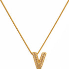 Small Initial V Necklace for Women