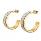 Premium Crystal Row Curved Hoop Earrings