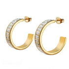 Premium Crystal Row Curved Hoop Earrings