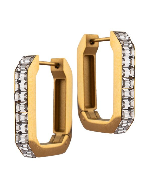 Premium Geometric Cubic Zirconia Hoop Earrings