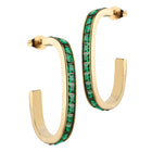 Premium Emerald Green Cubic Zirconia Curved Hoop Earrings