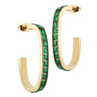 Premium Emerald Green Cubic Zirconia Curved Hoop Earrings