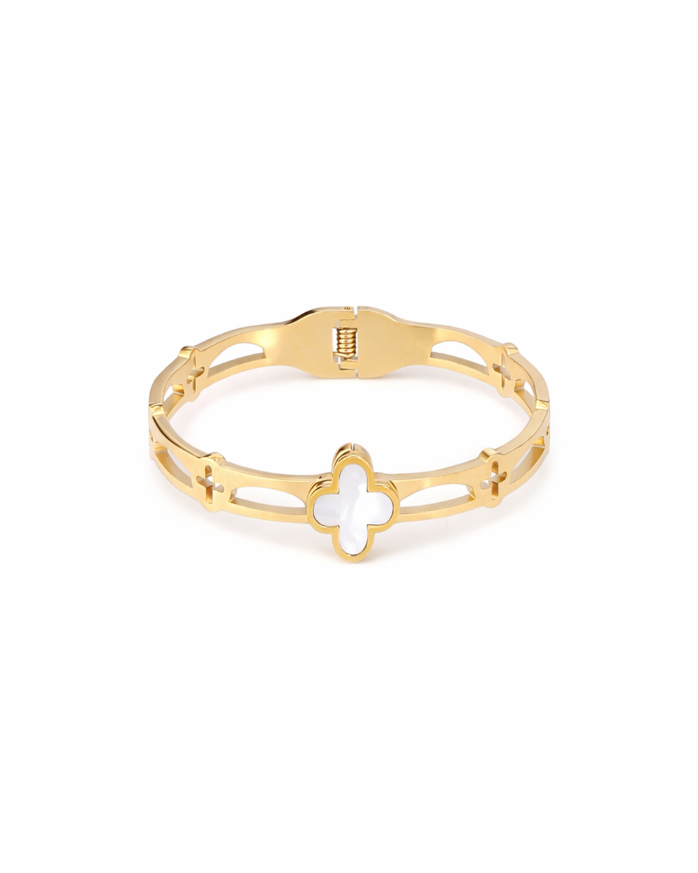 Mother-Of-Pearl Clover Cutwork Bracelet
