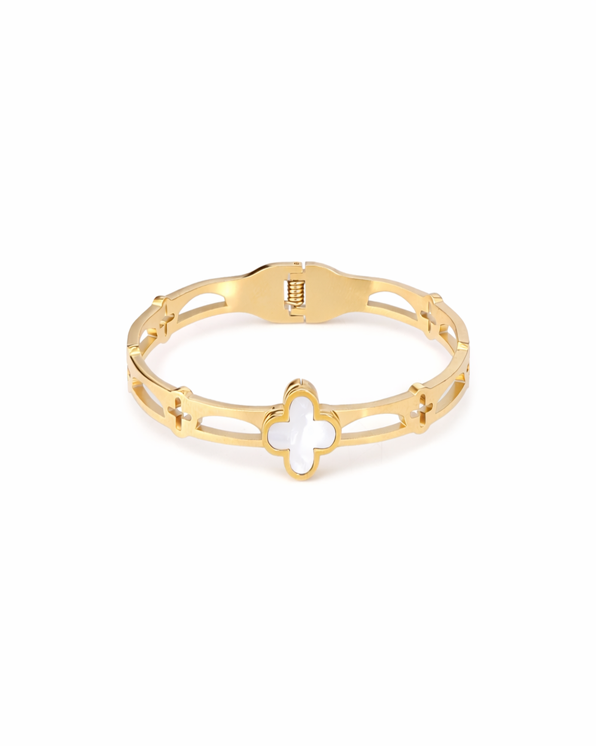 Mother-Of-Pearl Clover Cutwork Bracelet