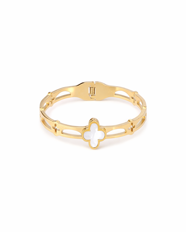 Mother-Of-Pearl Clover Cutwork Bracelet